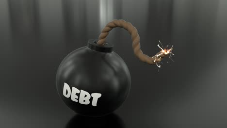 Schuldenbombe-Cartoon-Toon-Sicherung-Brennend-Beleuchtet-Timer-Funken-Kugel-Ball-Schleife-4k